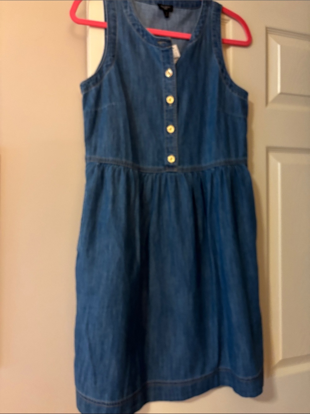Talbots Denim Sleeveless Button-Front Dress in Blue